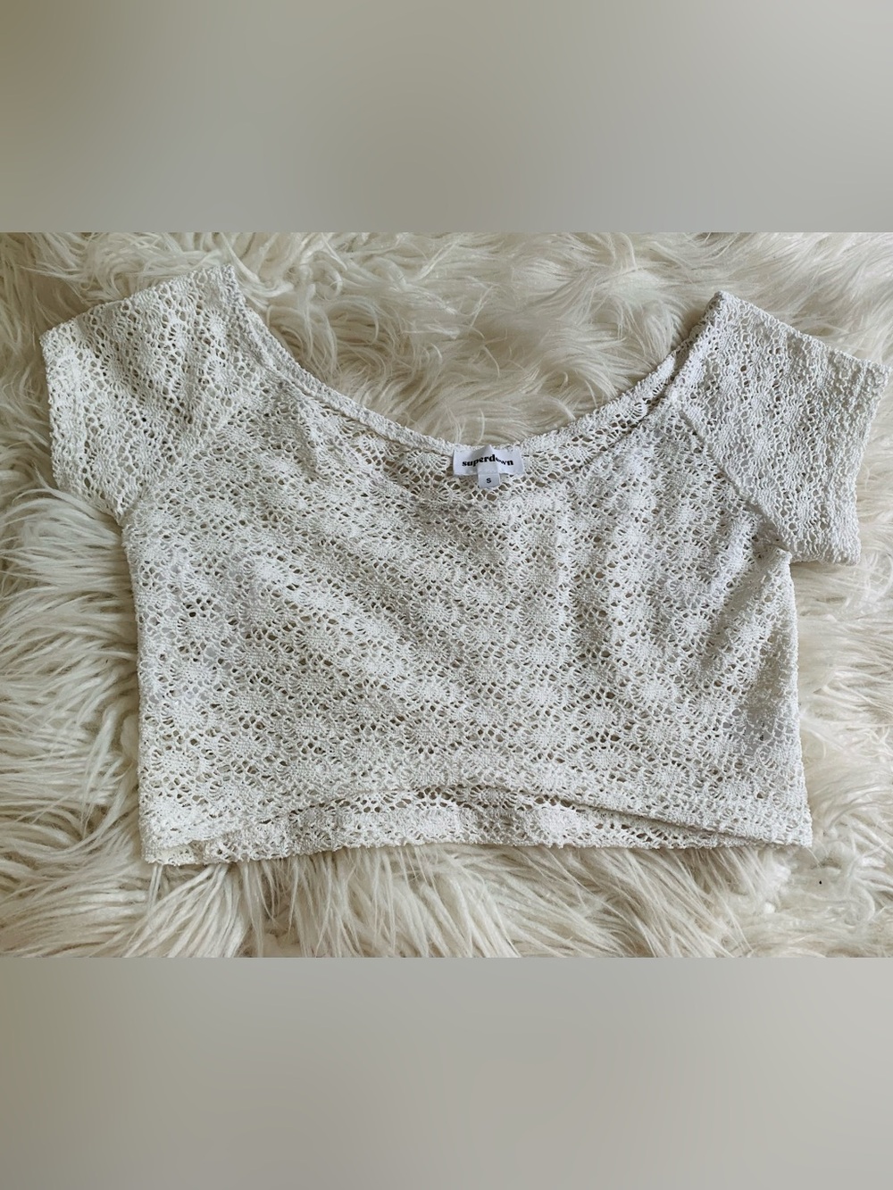 Superdown Lace Crop Top Off White Size Small